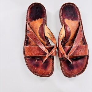 Born Womens Isle Slide Sandals Women’s Size 11M/W Brown Leather Strappy Shoes